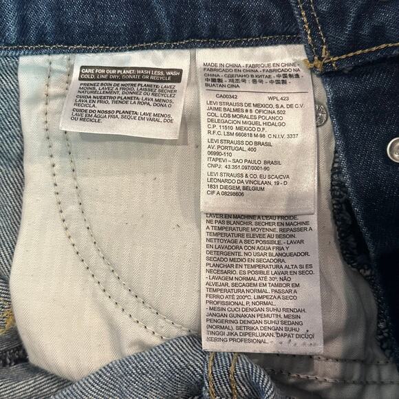 Levi’s Heritage Bib Denim Overalls Straight Leg Jeans Dark Wash Blue - Picture 11 of 13